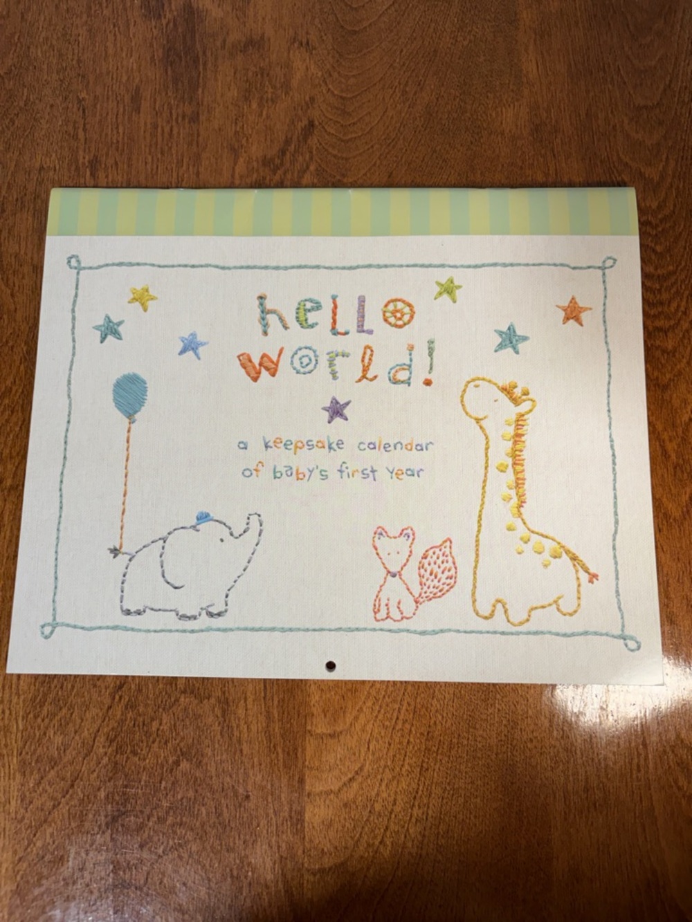 Hello World Baby First Year Calendar Keepsake C.R. Gibson Unused